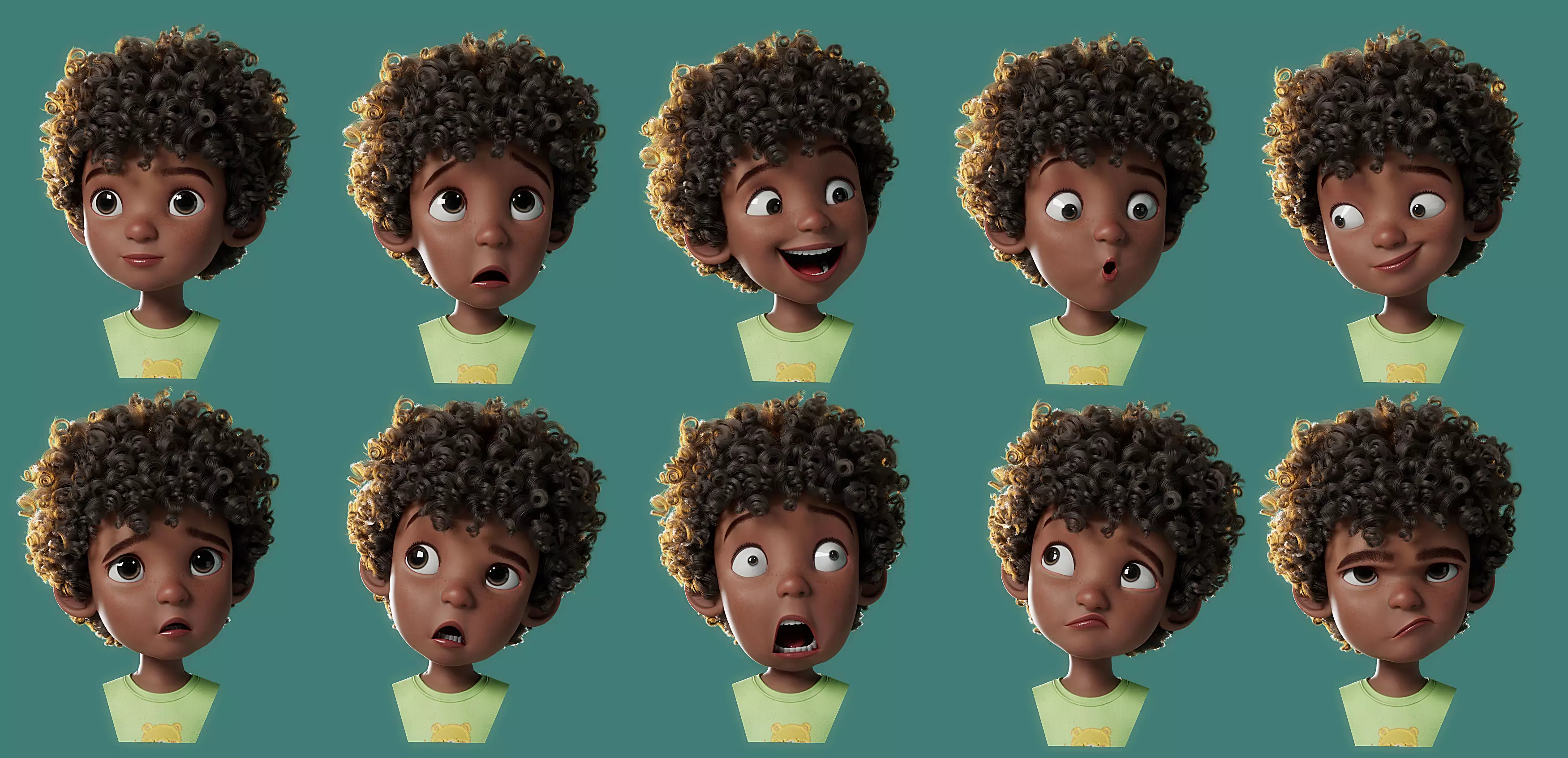 Cartoon Black Boy Rigged 3D model_2