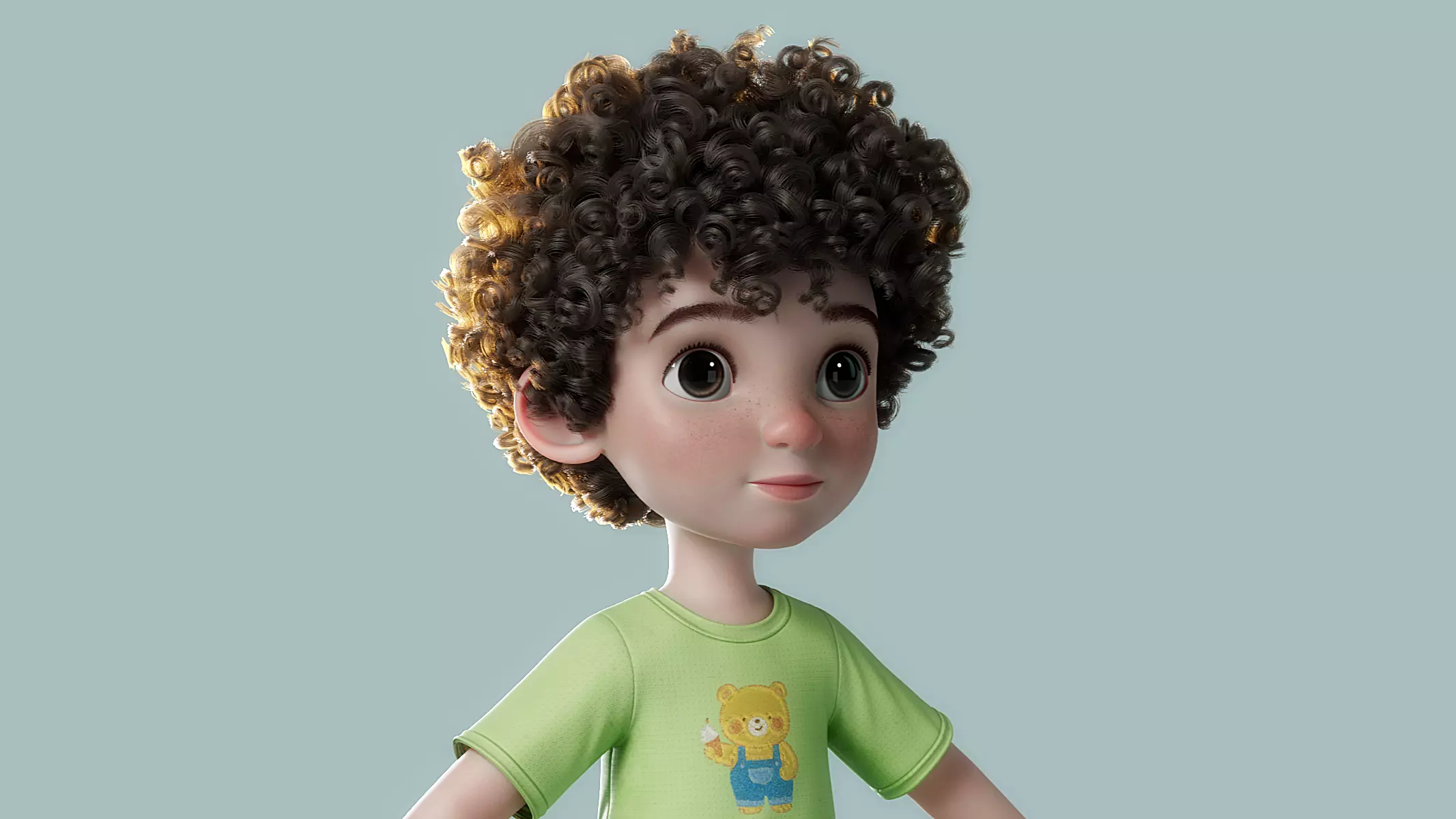 Cartoon Black Boy Rigged 3D model_22