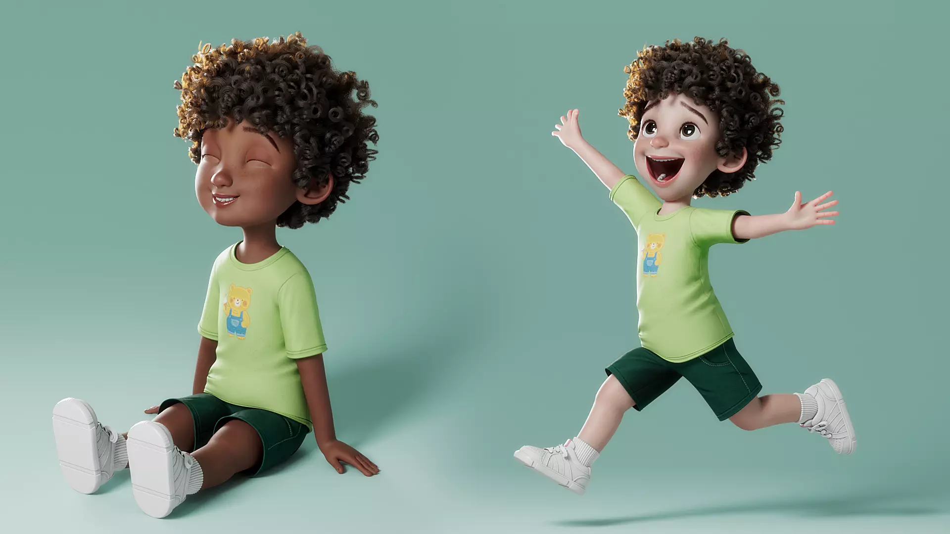 Cartoon Black Boy Rigged 3D model_11