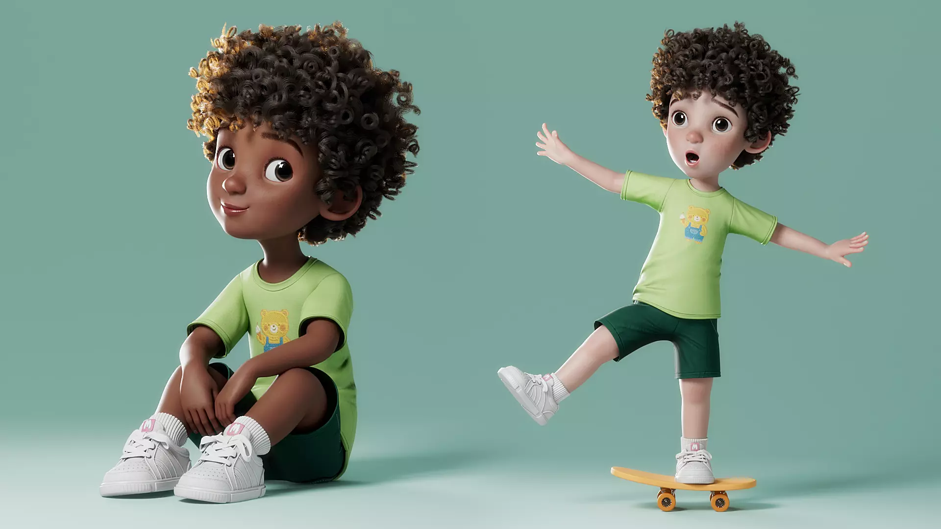 Cartoon Black Boy Rigged 3D model_7