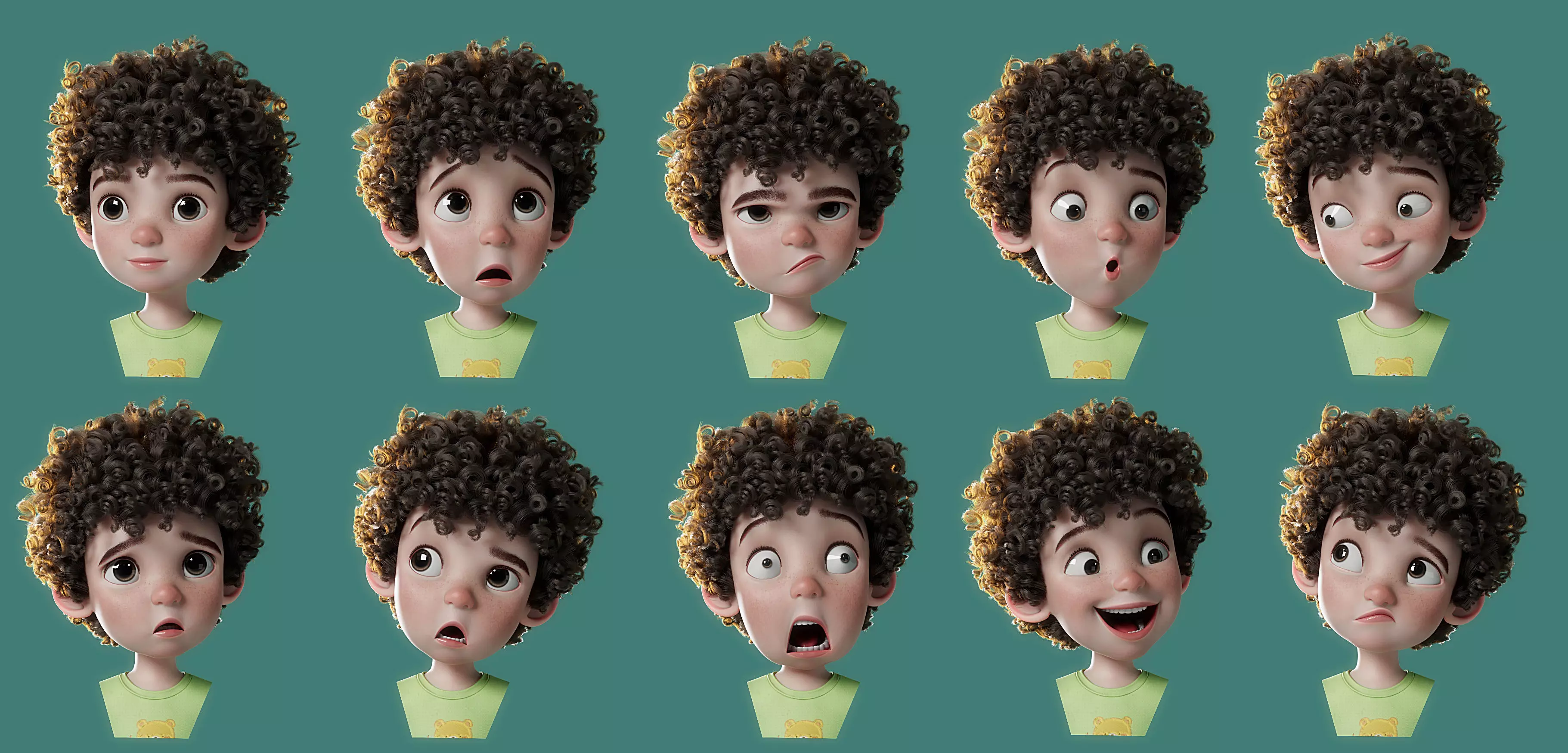 Cartoon Black Boy Rigged 3D model_3