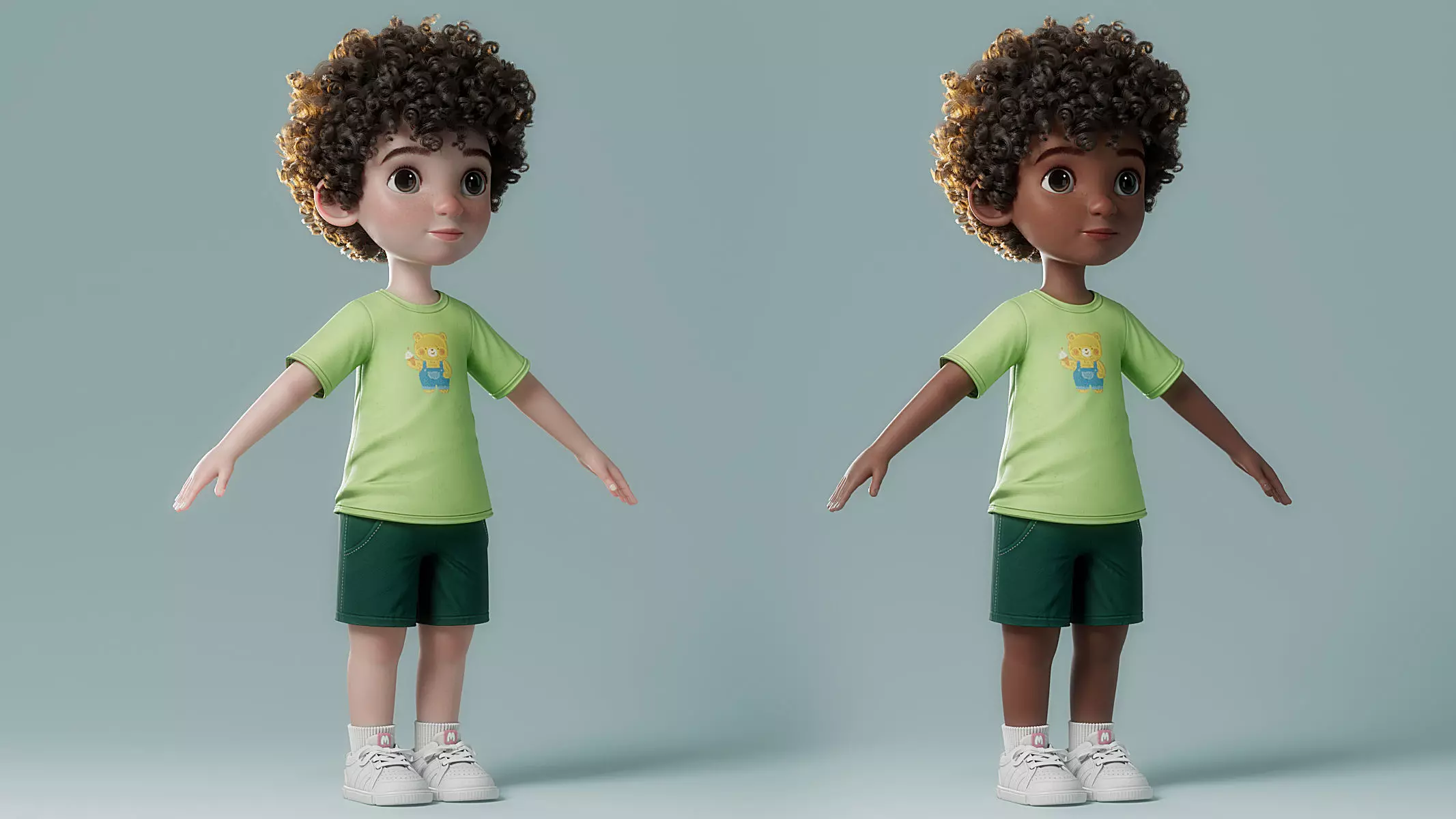 Cartoon Black Boy Rigged 3D model_36