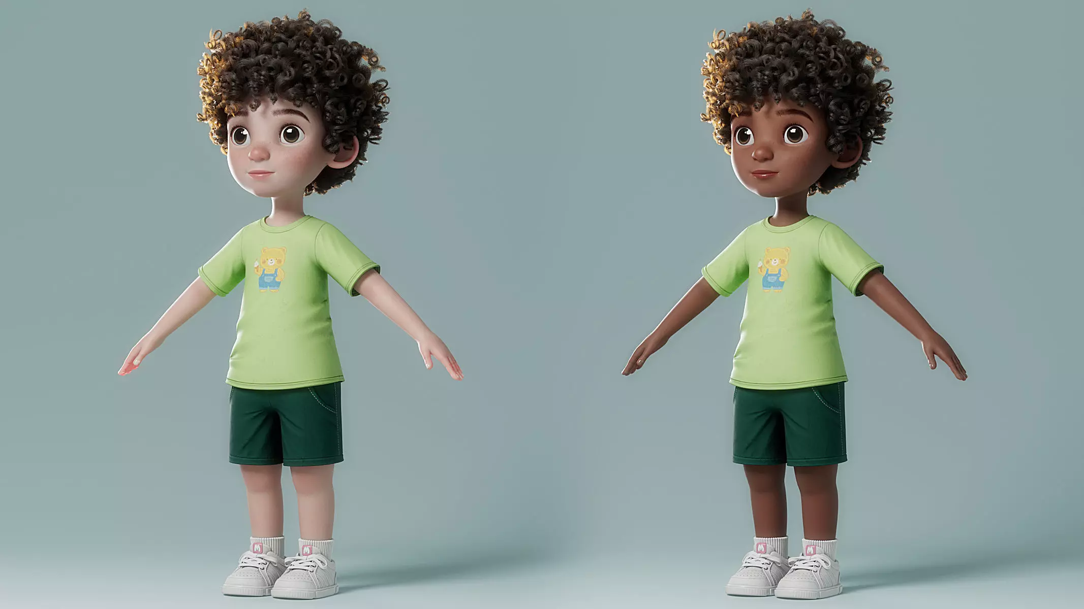 Cartoon Black Boy Rigged 3D model_33