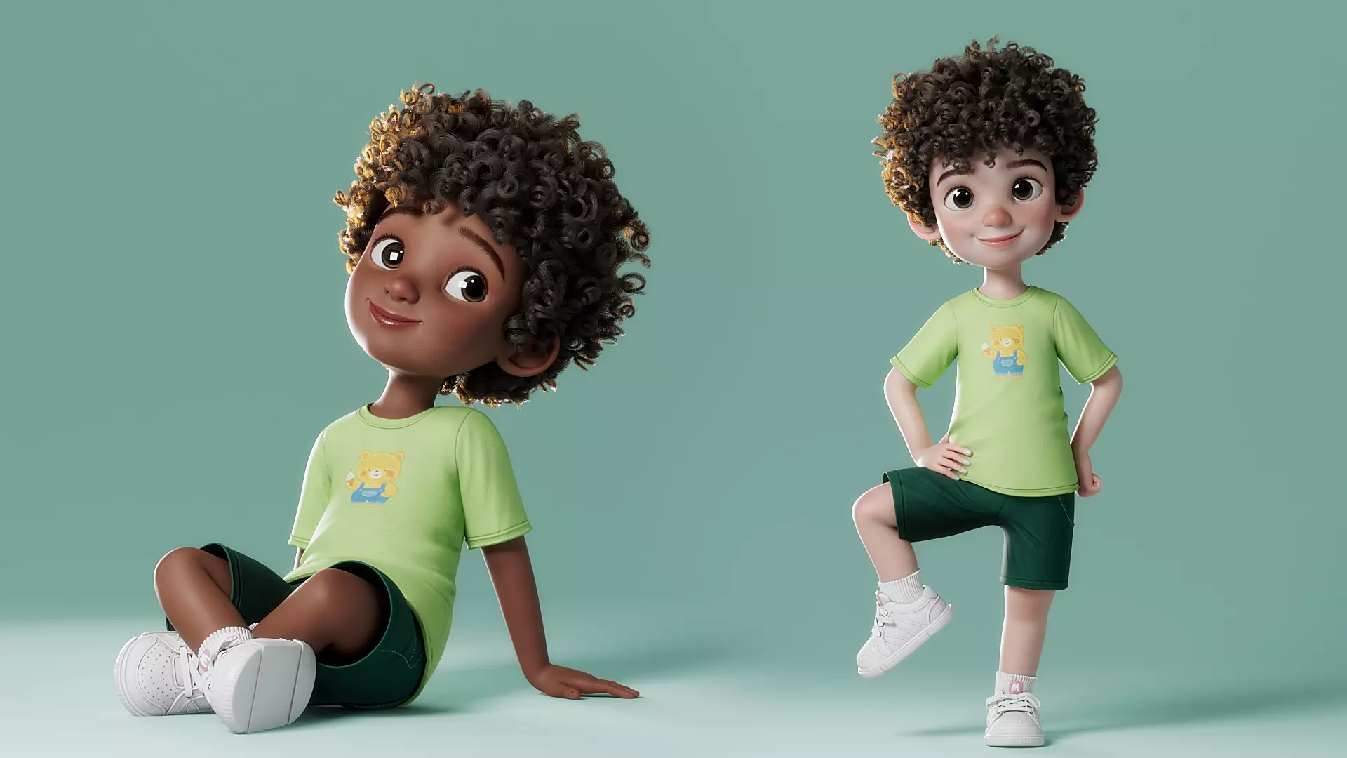 Cartoon Black Boy Rigged 3D model_9