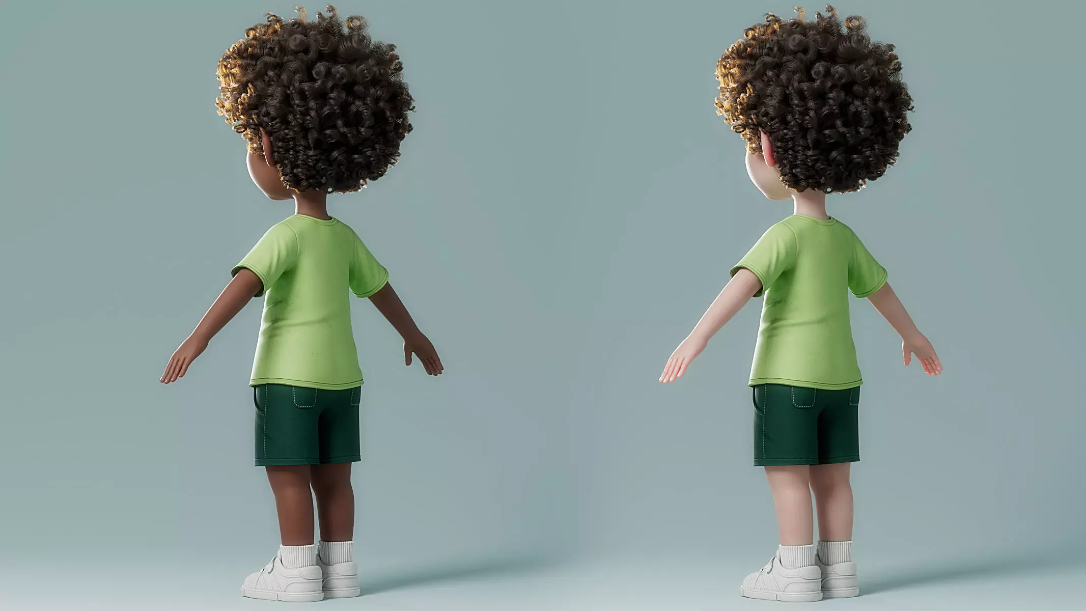 Cartoon Black Boy Rigged 3D model_34