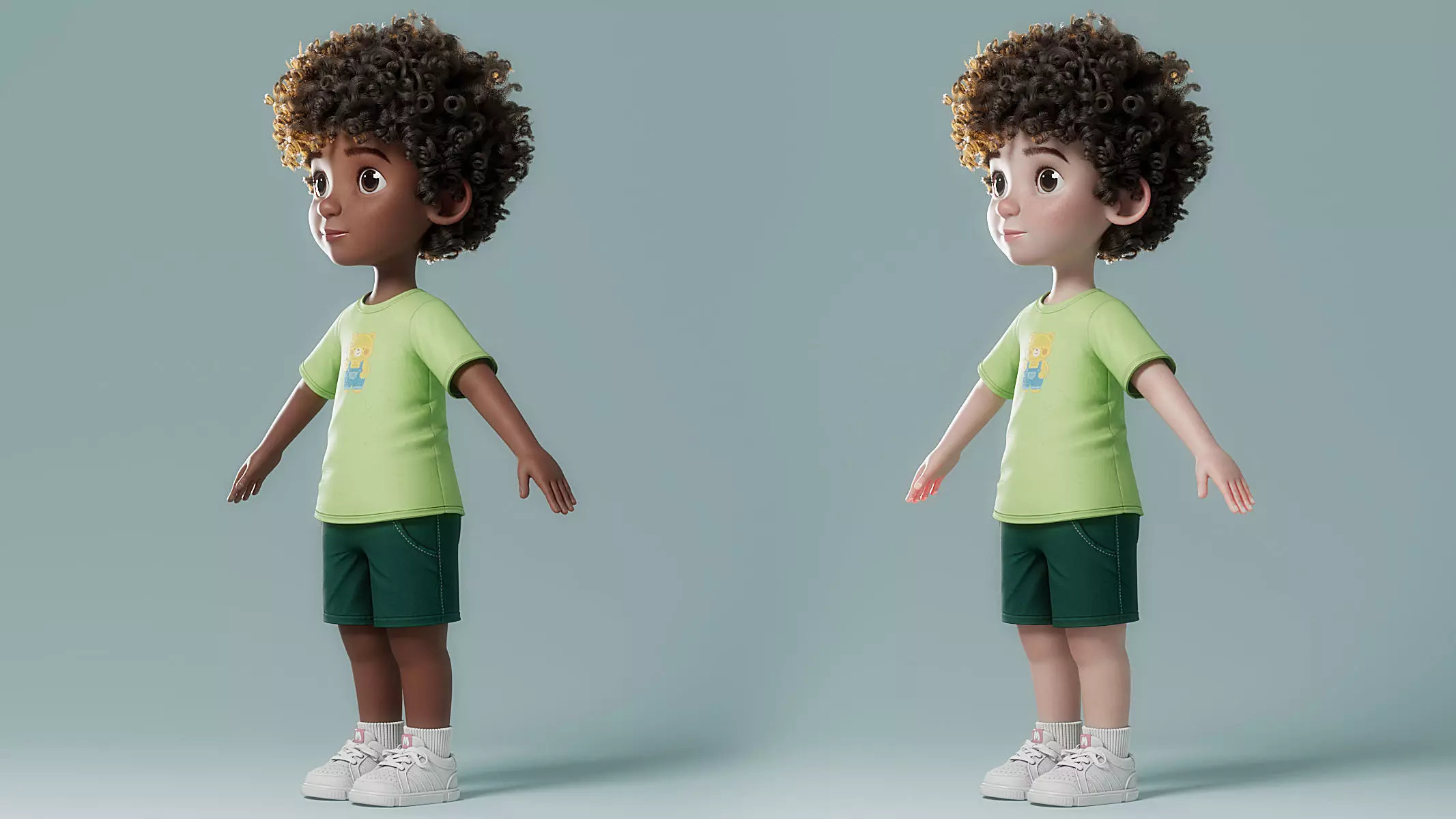 Cartoon Black Boy Rigged 3D model_35