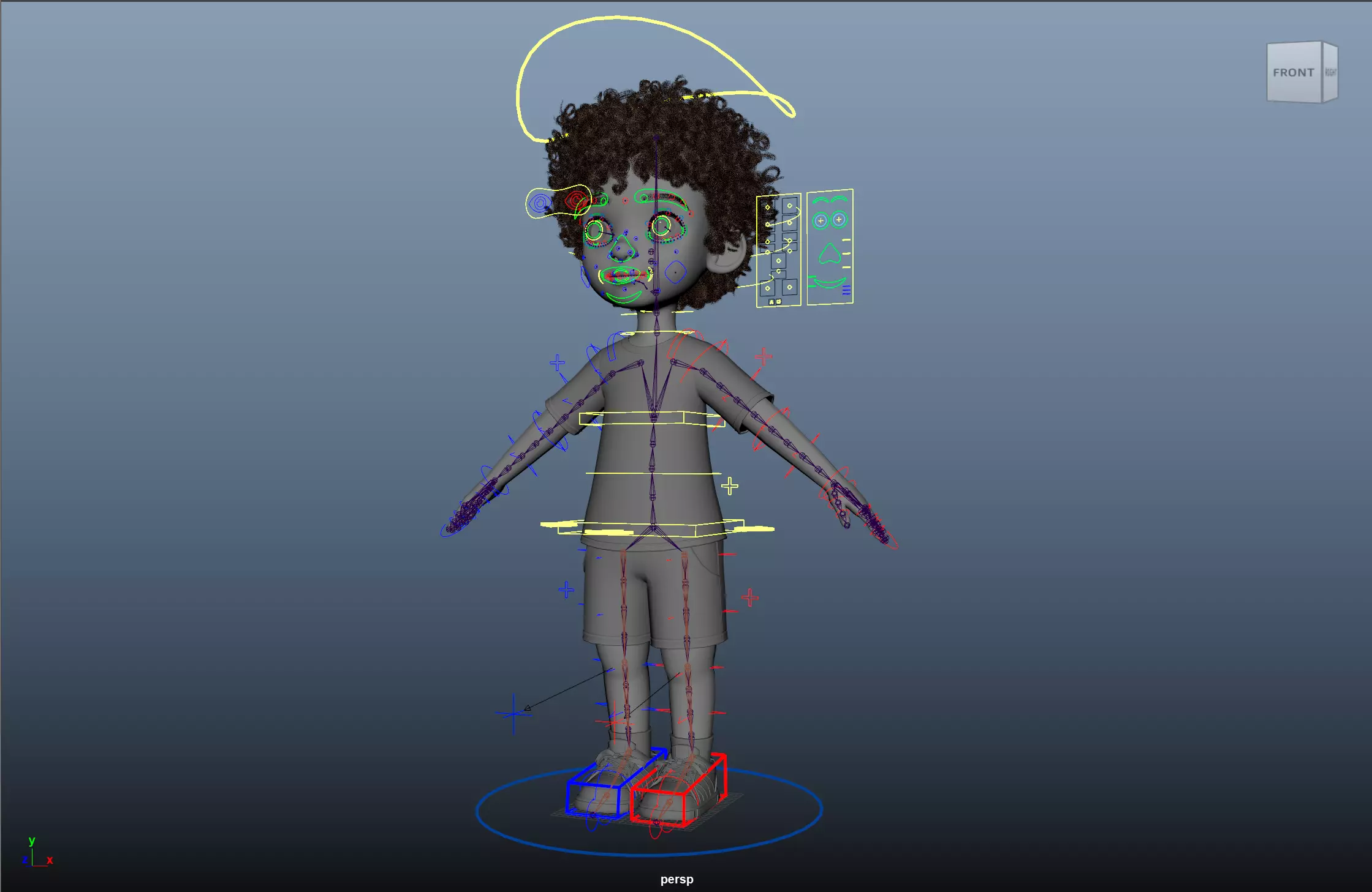 Cartoon Black Boy Rigged 3D model_65