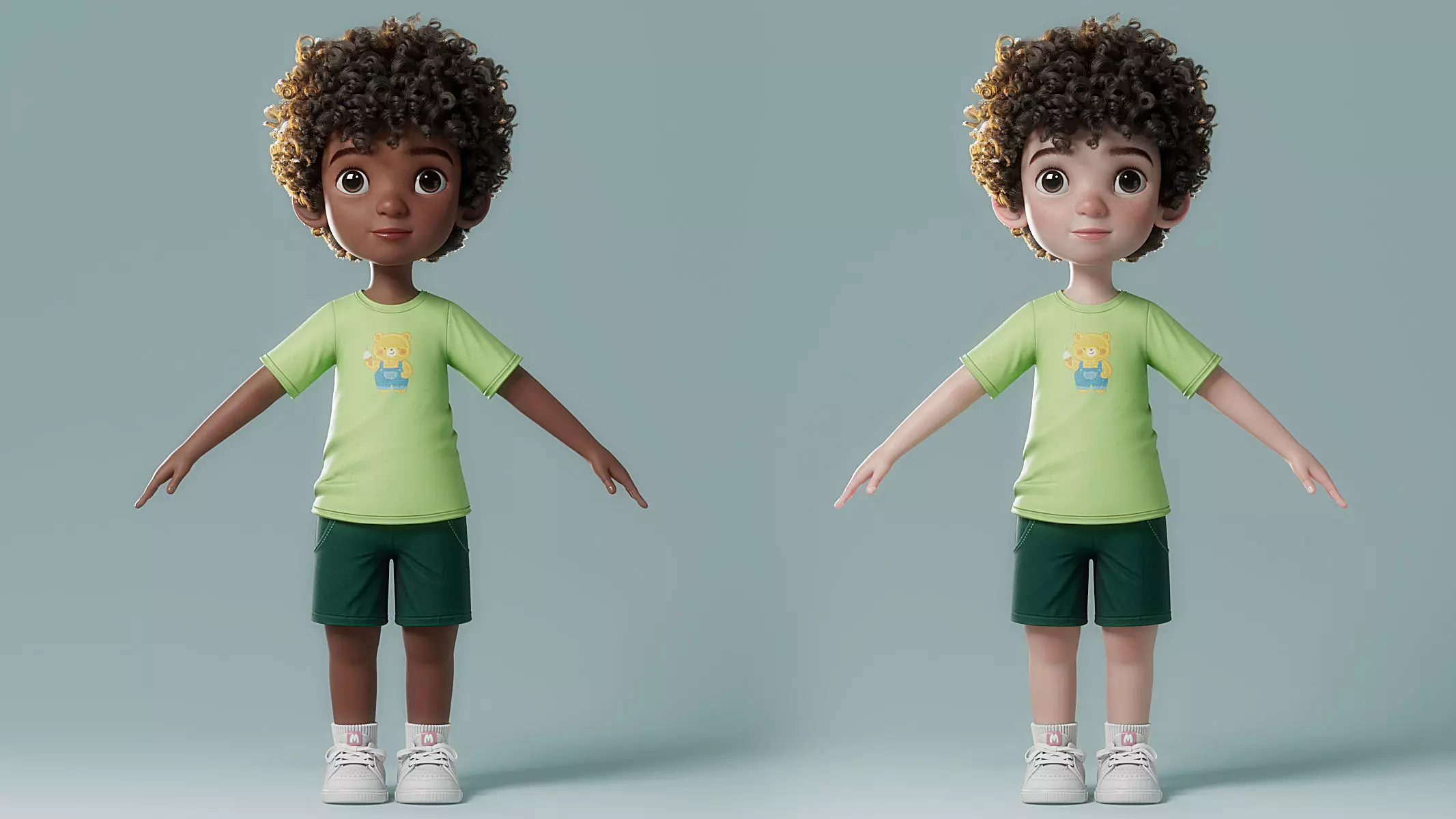 Cartoon Black Boy Rigged 3D model_32