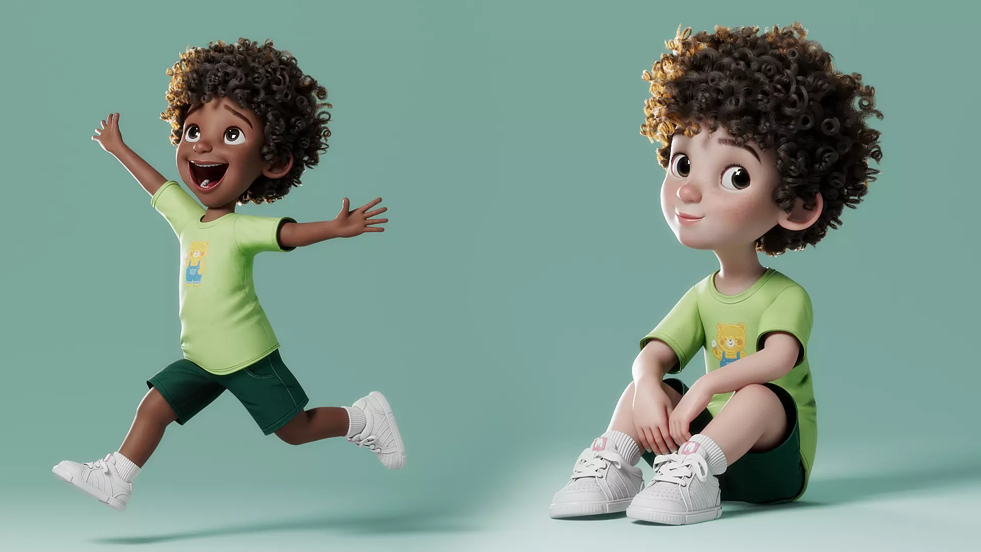 Cartoon Black Boy Rigged 3D model_6