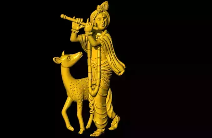 Krishna with dear printed model