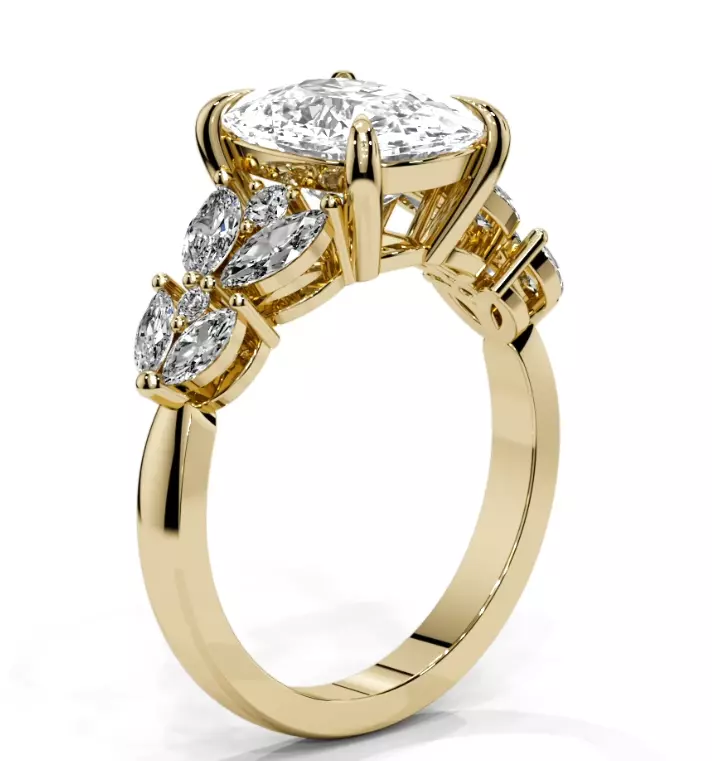 Cushion engagement ring 3D print model_21