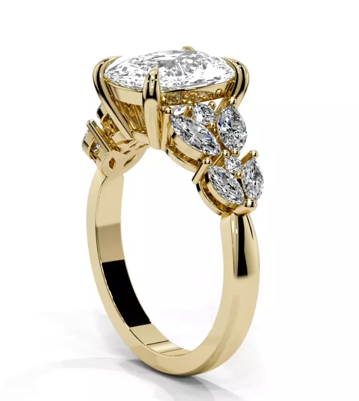 Cushion engagement ring 3D print model_19