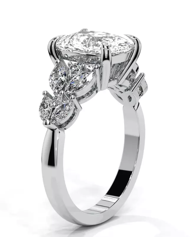 Cushion engagement ring 3D print model_10