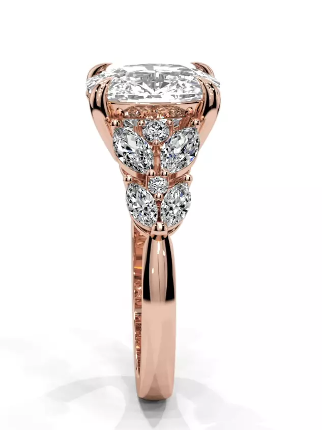 Cushion engagement ring 3D print model_28