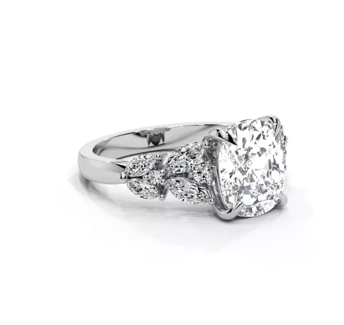 Cushion engagement ring 3D print model_3