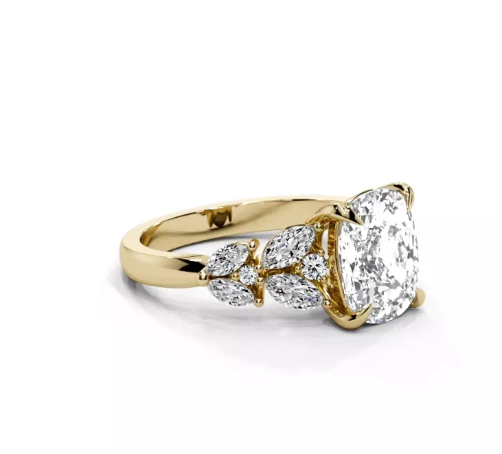 Cushion engagement ring 3D print model_0