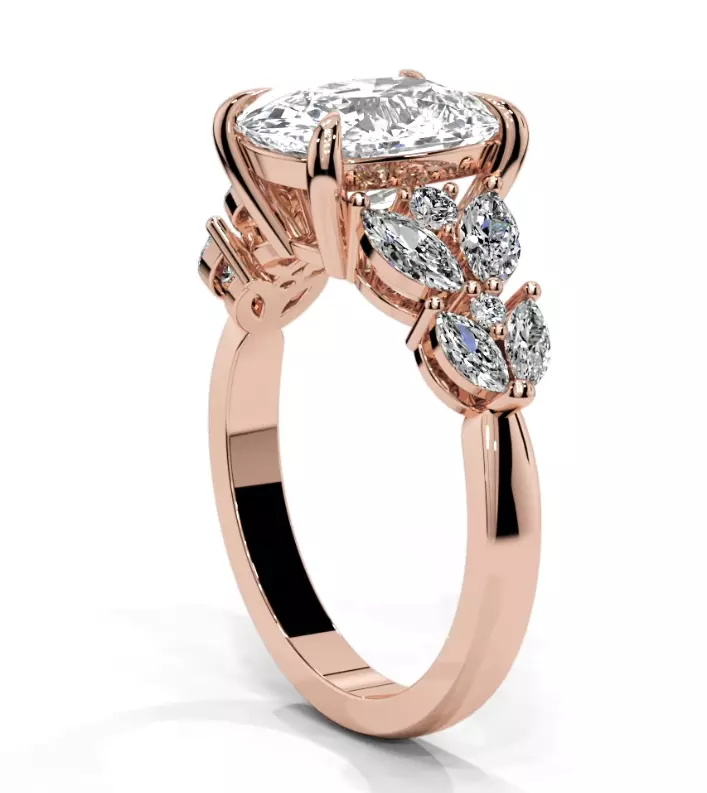 Cushion engagement ring 3D print model_27