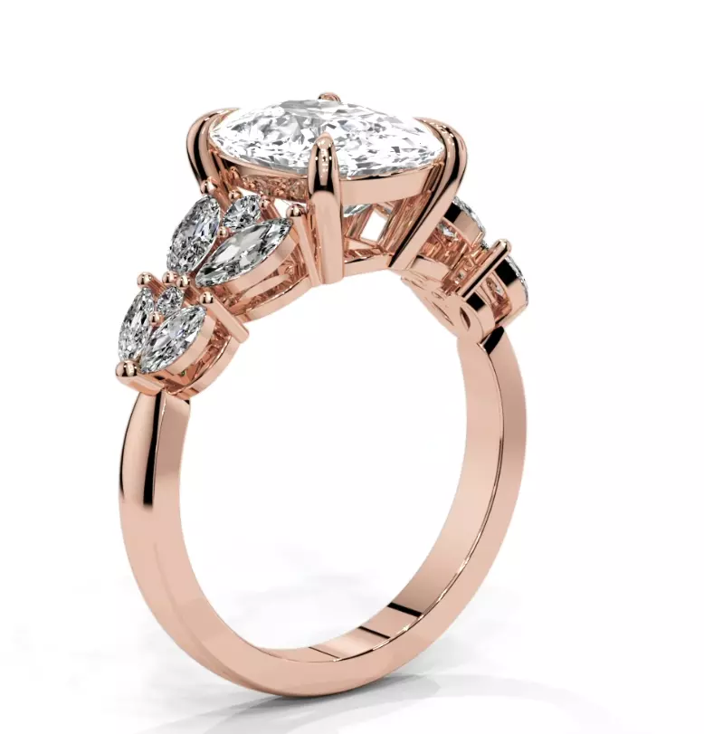 Cushion engagement ring 3D print model_29