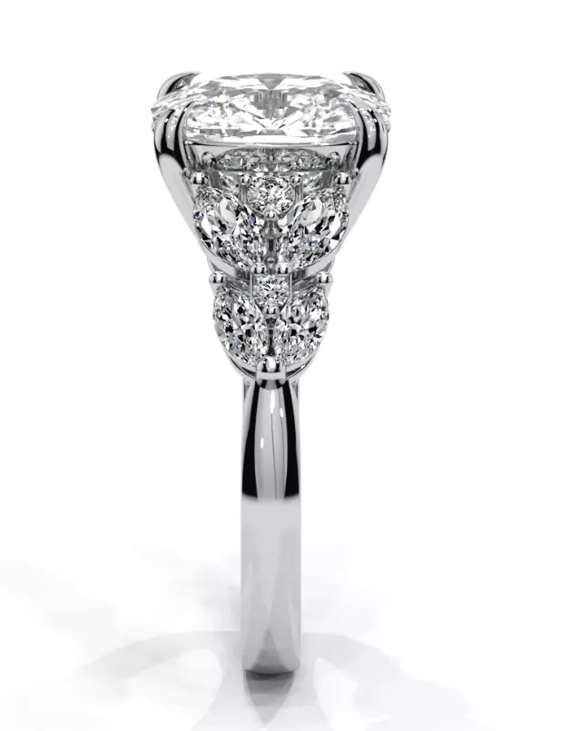 Cushion engagement ring 3D print model_9