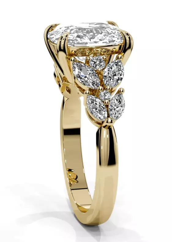 Cushion engagement ring 3D print model_20