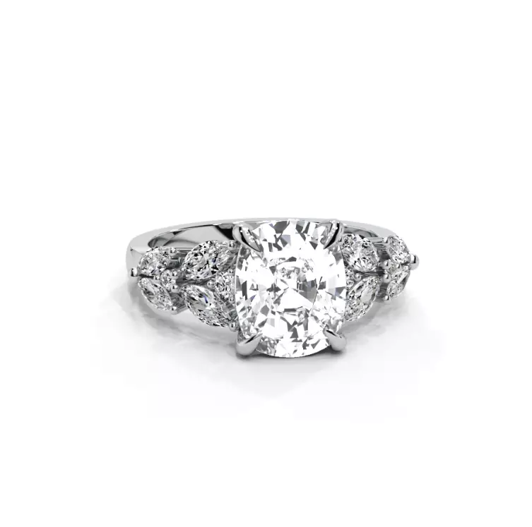 Cushion engagement ring 3D print model_4