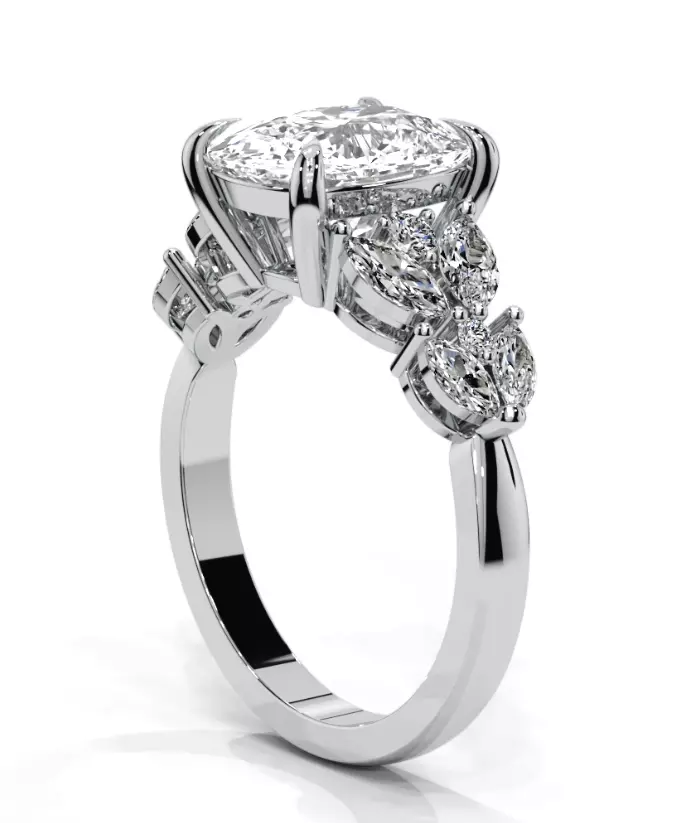 Cushion engagement ring 3D print model_8