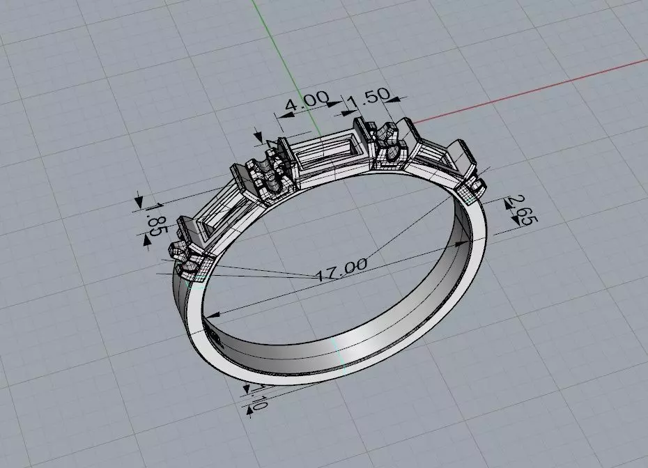 Womens ring for 3D printing with gemstones 3D print model_4