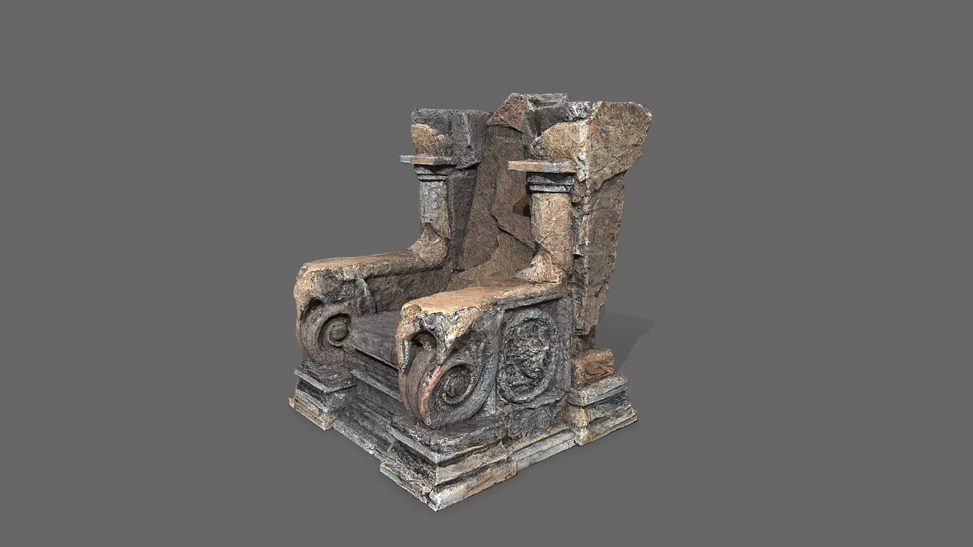 old throne Low-poly 3D model_2