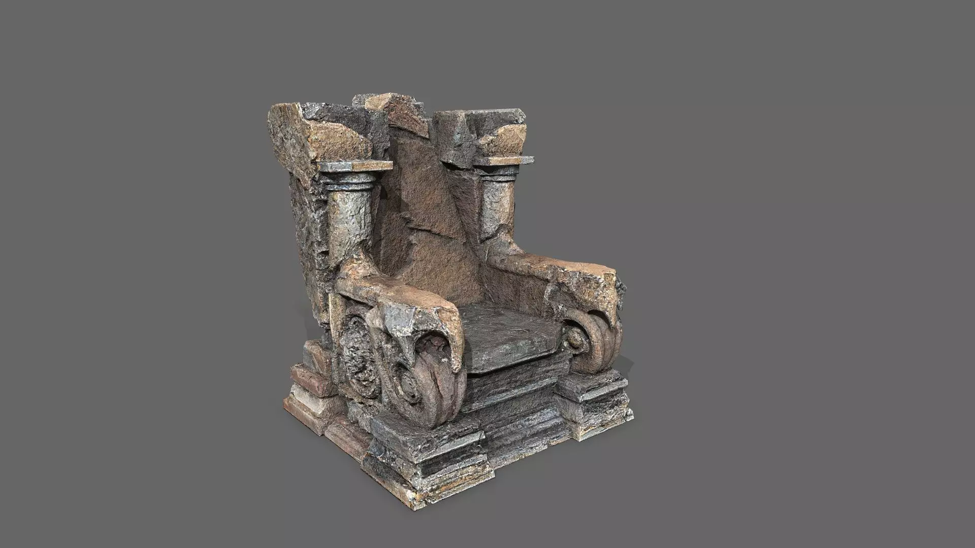 old throne Low-poly 3D model_8