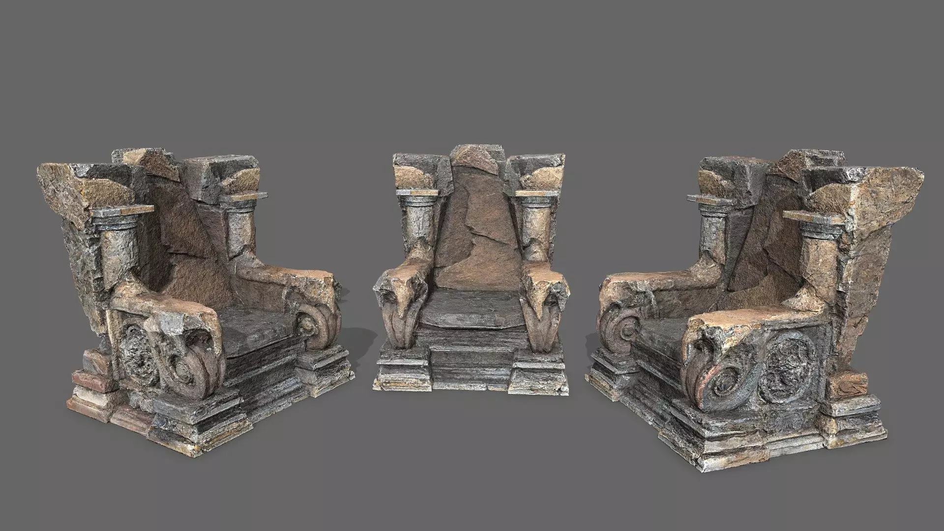 old throne Low-poly 3D model_1