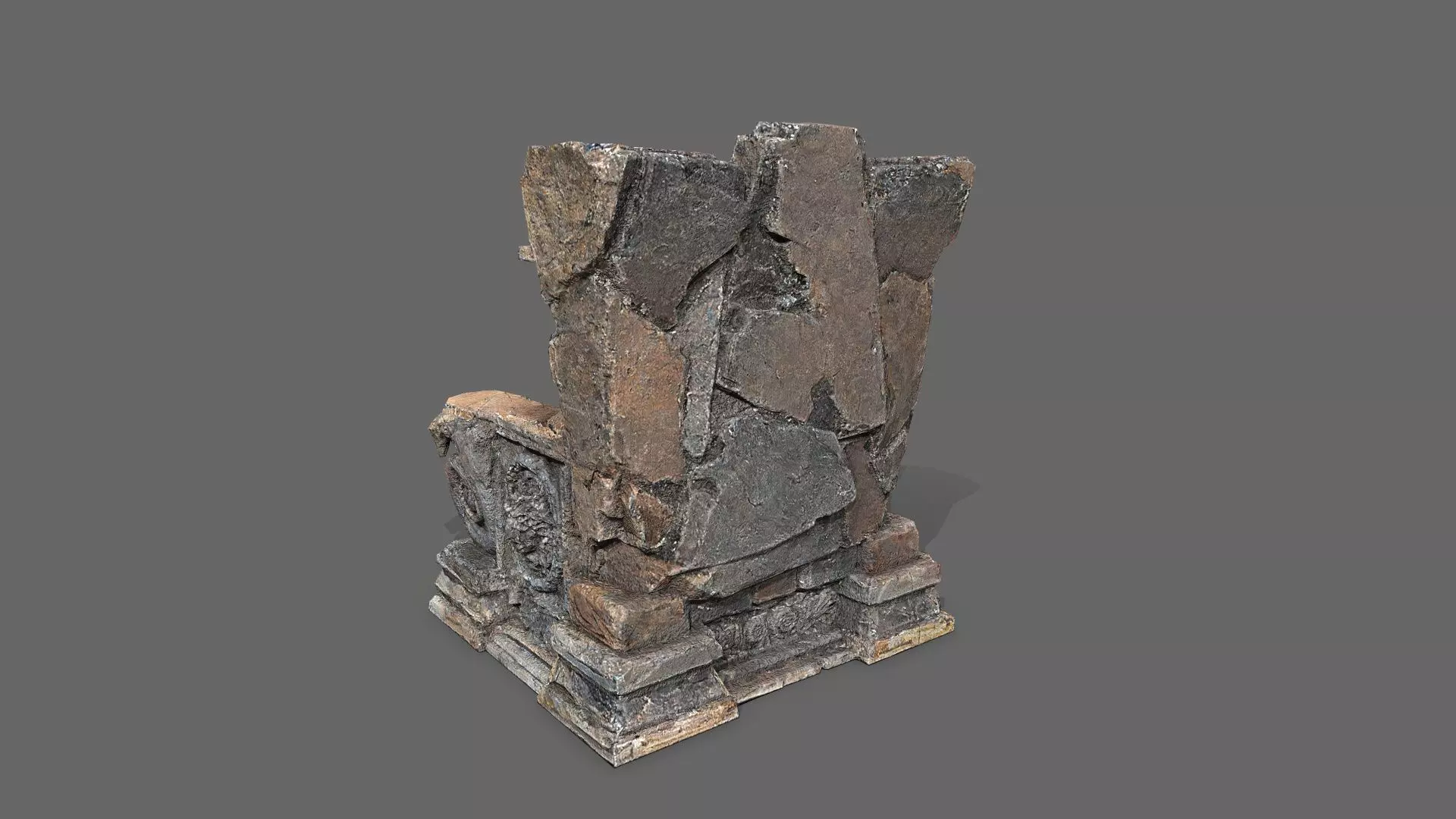 old throne Low-poly 3D model_4