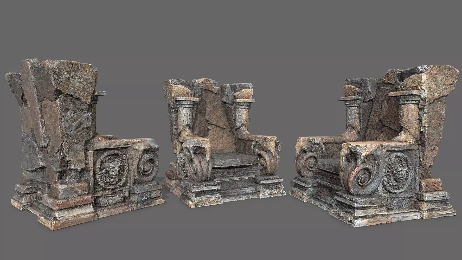 old throne Low-poly 3D model_0