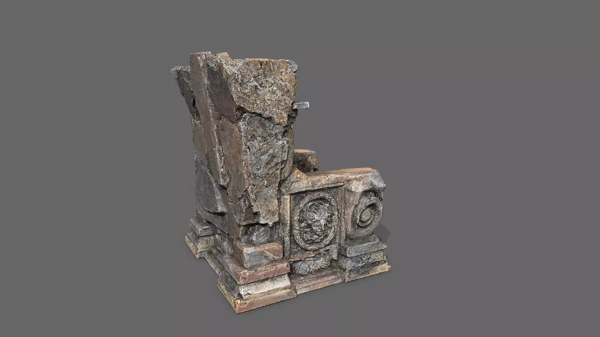 old throne Low-poly 3D model_6