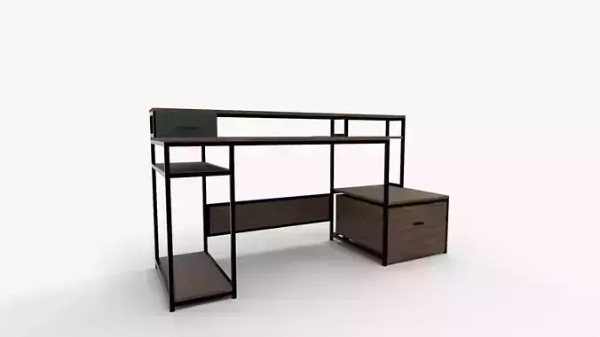 Computer Desk with Monitor Stand and File Drawer