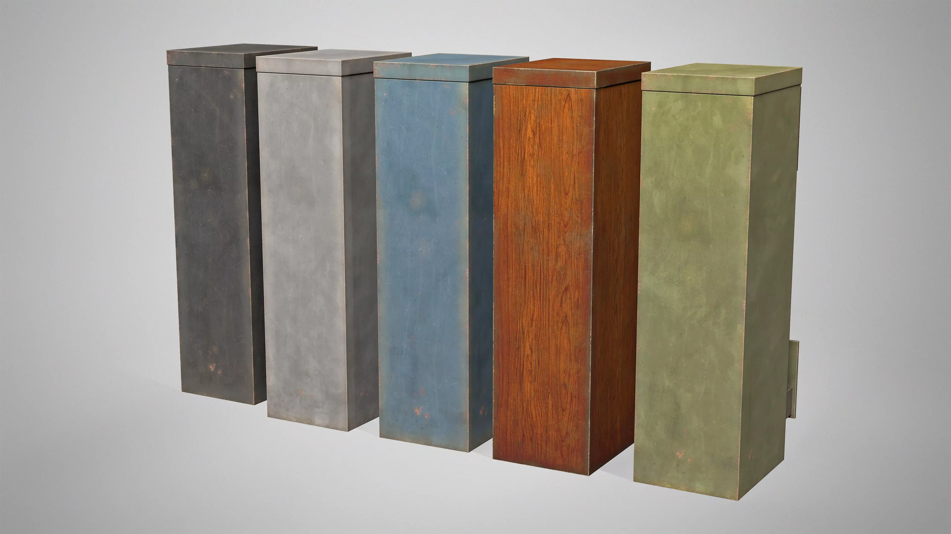 Vintage Office Cabinet - Retro Filing Cabinet with Drawers Low-poly 3D model_3