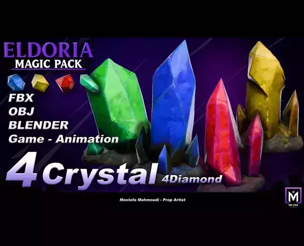 4 Crystal - 4 Diamonds - Ready - game and animation