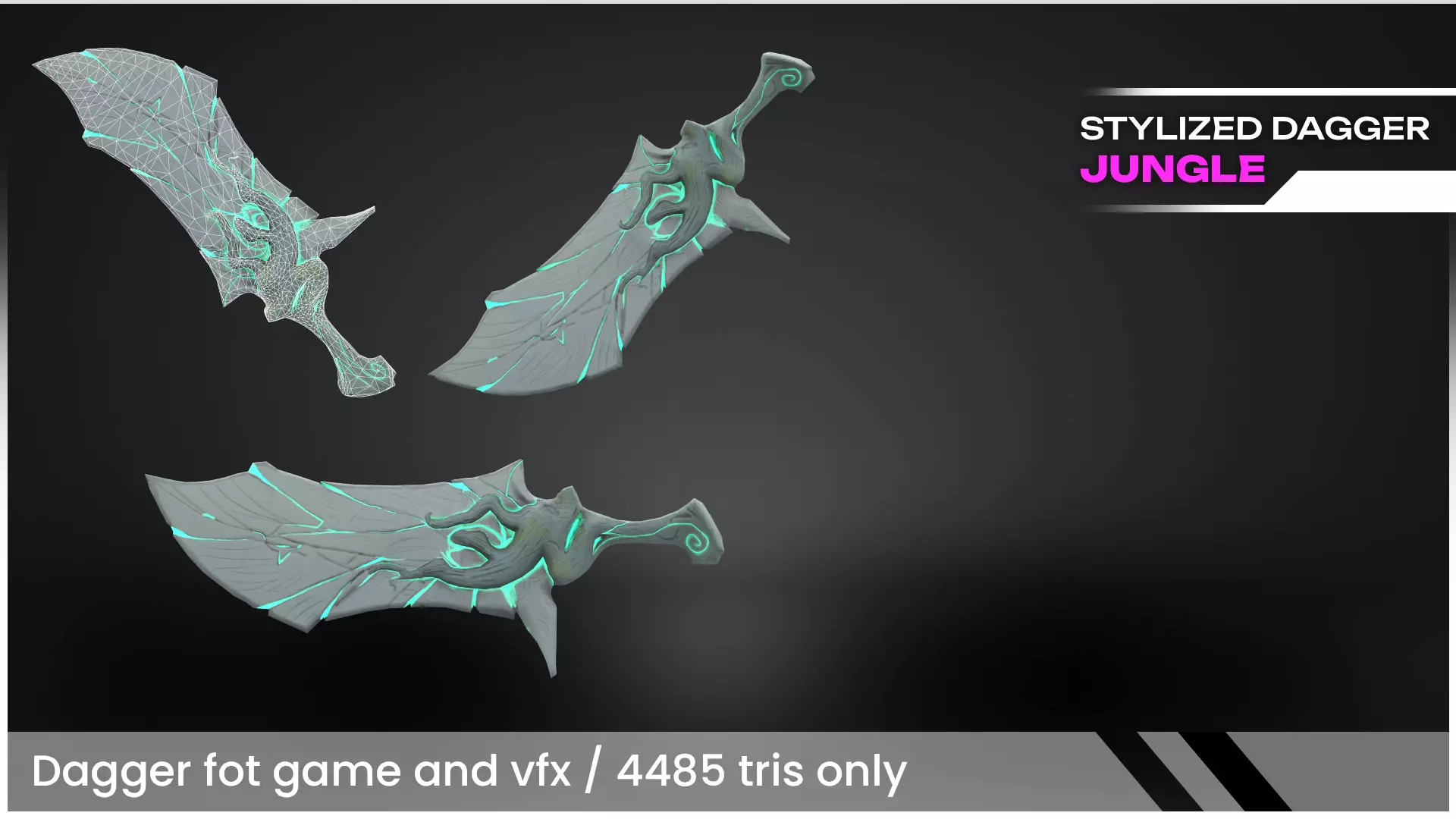 Stylized Dagger Game-Ready Low-poly 3D model_0