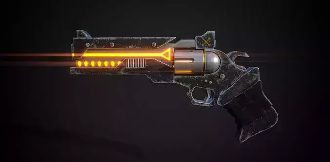 Sci Fi Revolver Game Ready PBR Weapon
