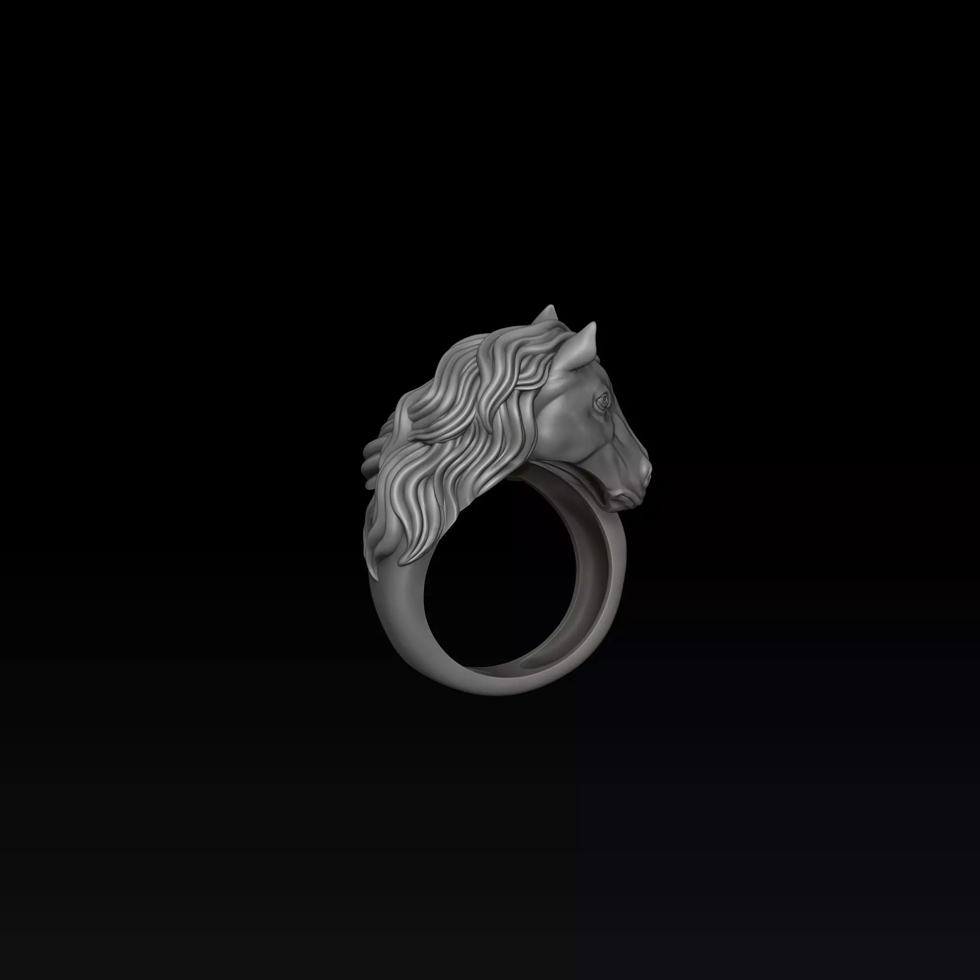 Horse Head Ring v2 3D print model_2