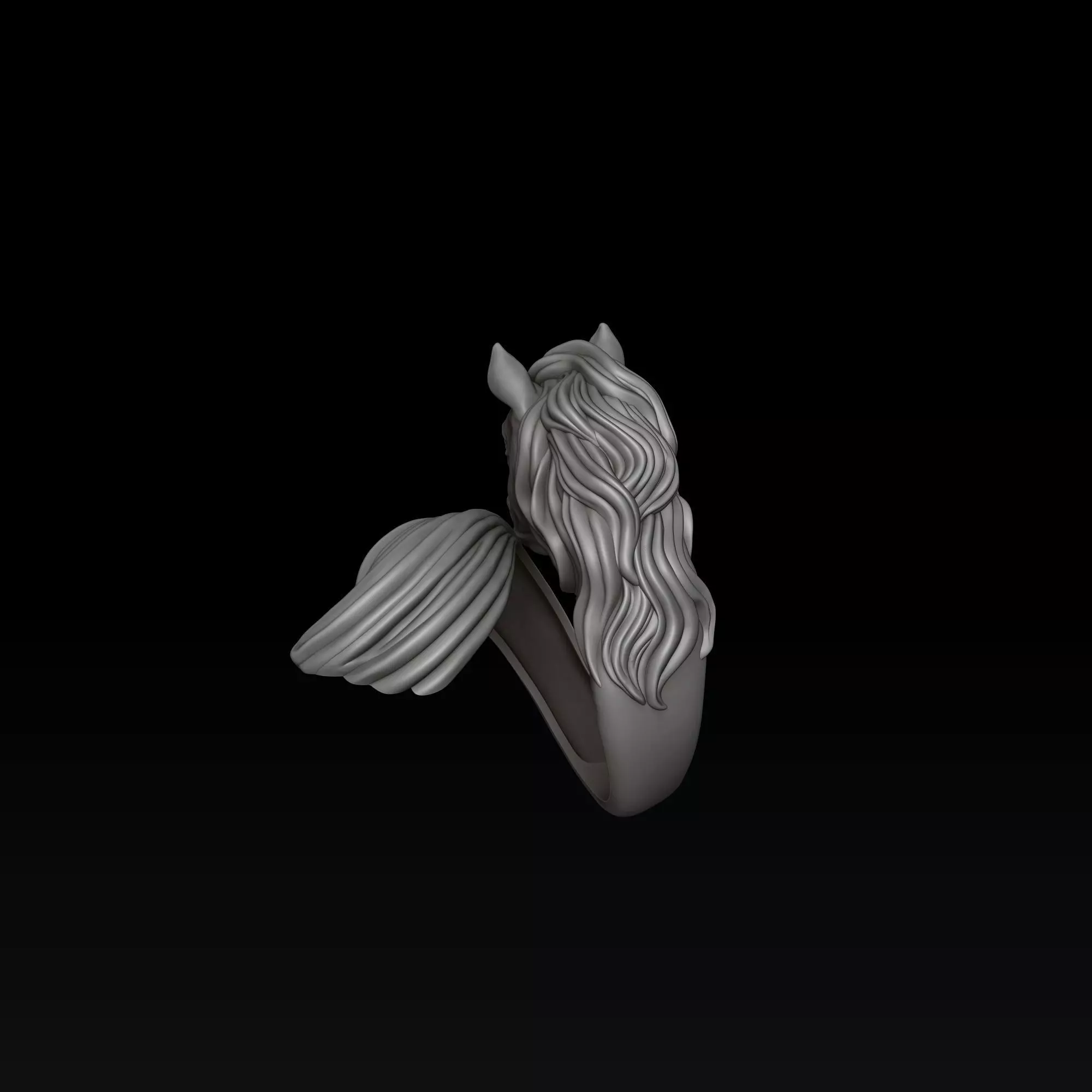 Horse Head Ring v2 3D print model_6