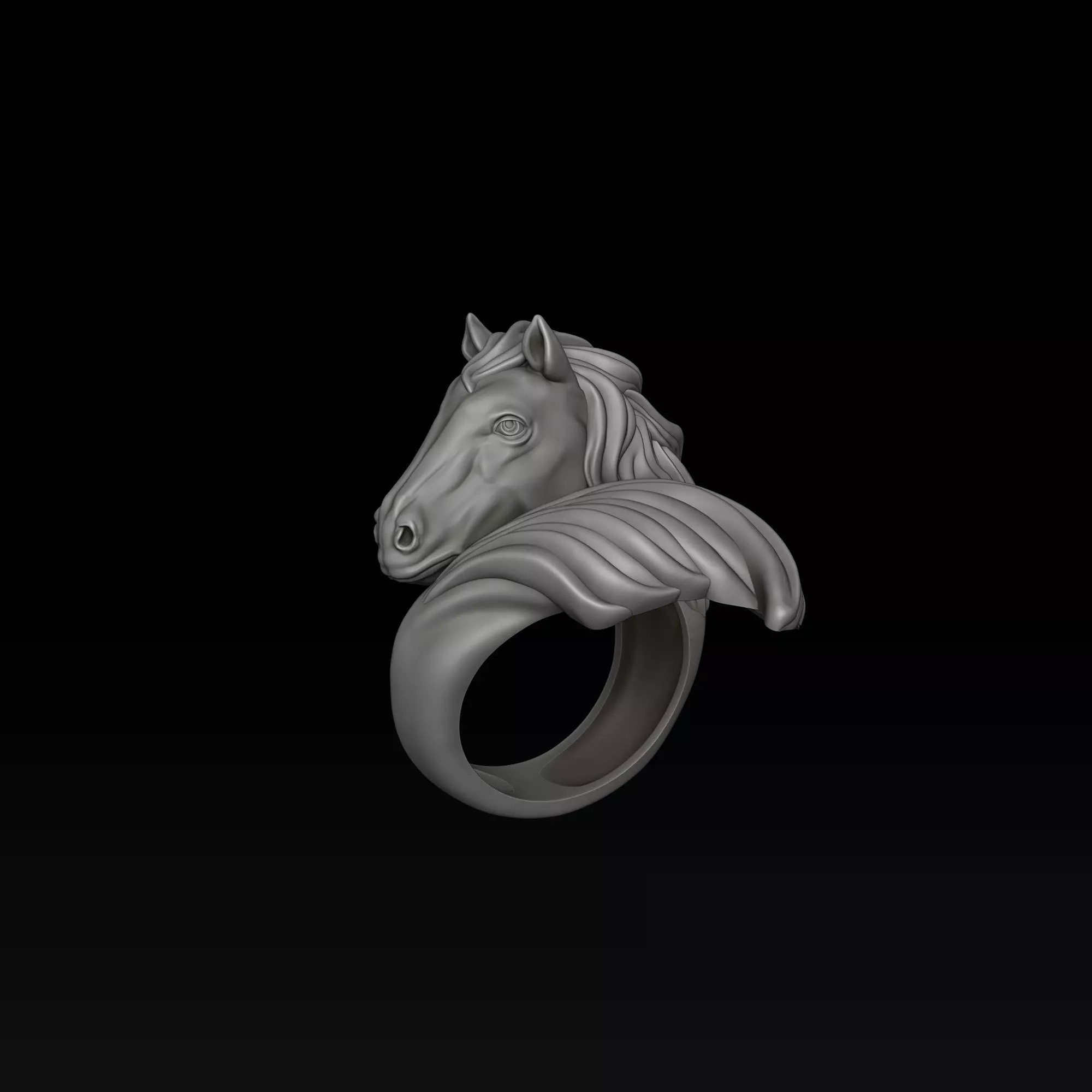 Horse Head Ring v2 3D print model_5