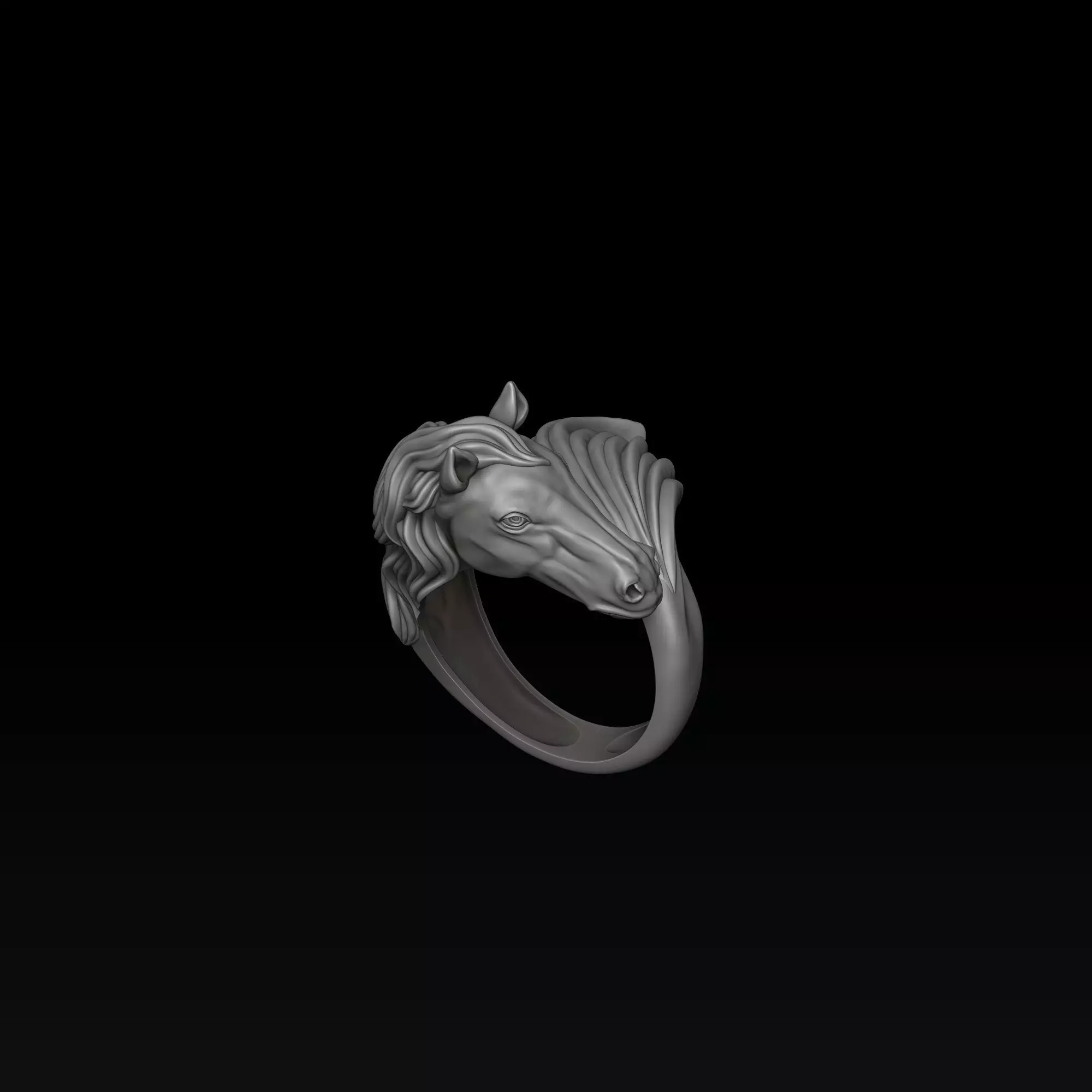 Horse Head Ring v2 3D print model_1