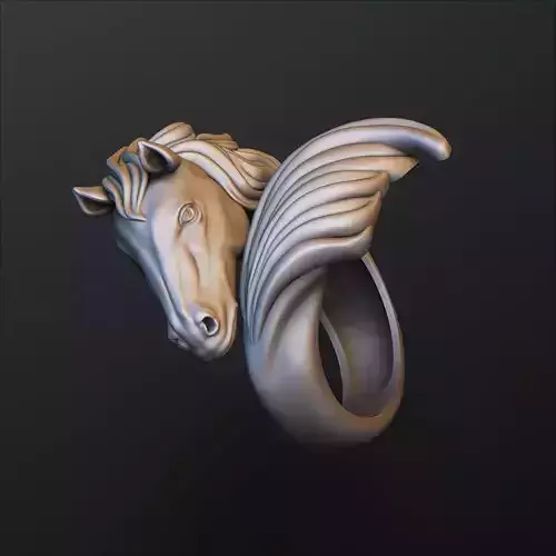 Horse Head Ring v2 3D print model