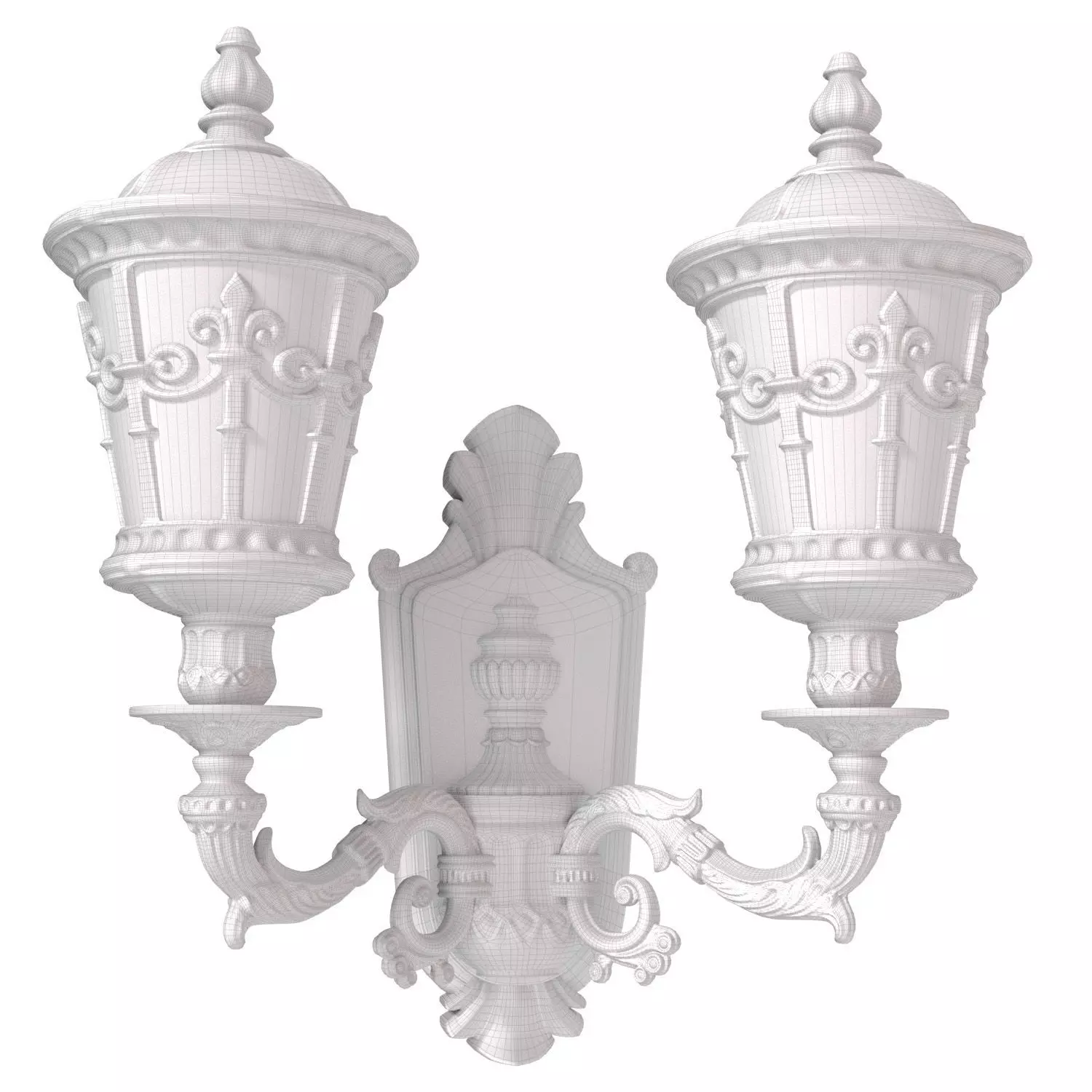 Outdoor forged classic wall lamp lantern sconce streetlight 3D model_3