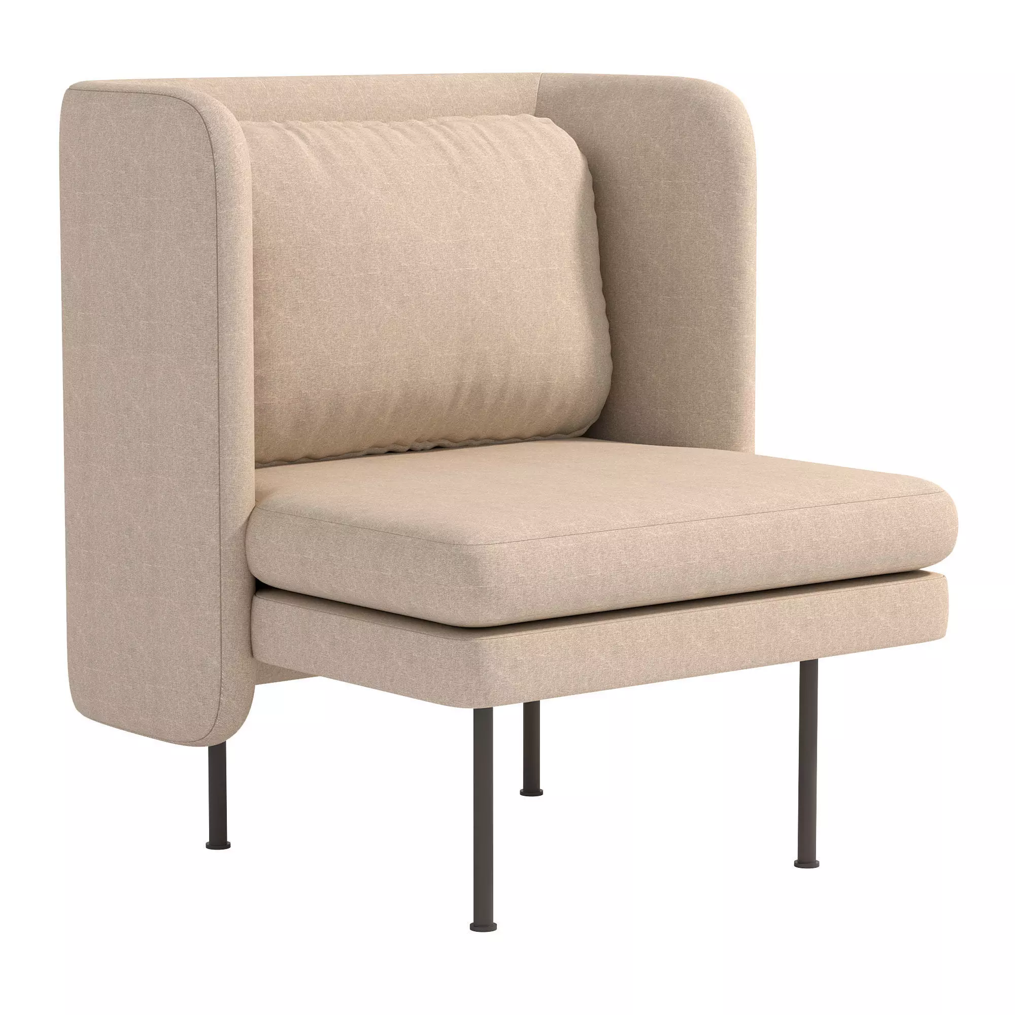 Bloke Velvet Lounge Chair 3D model_1