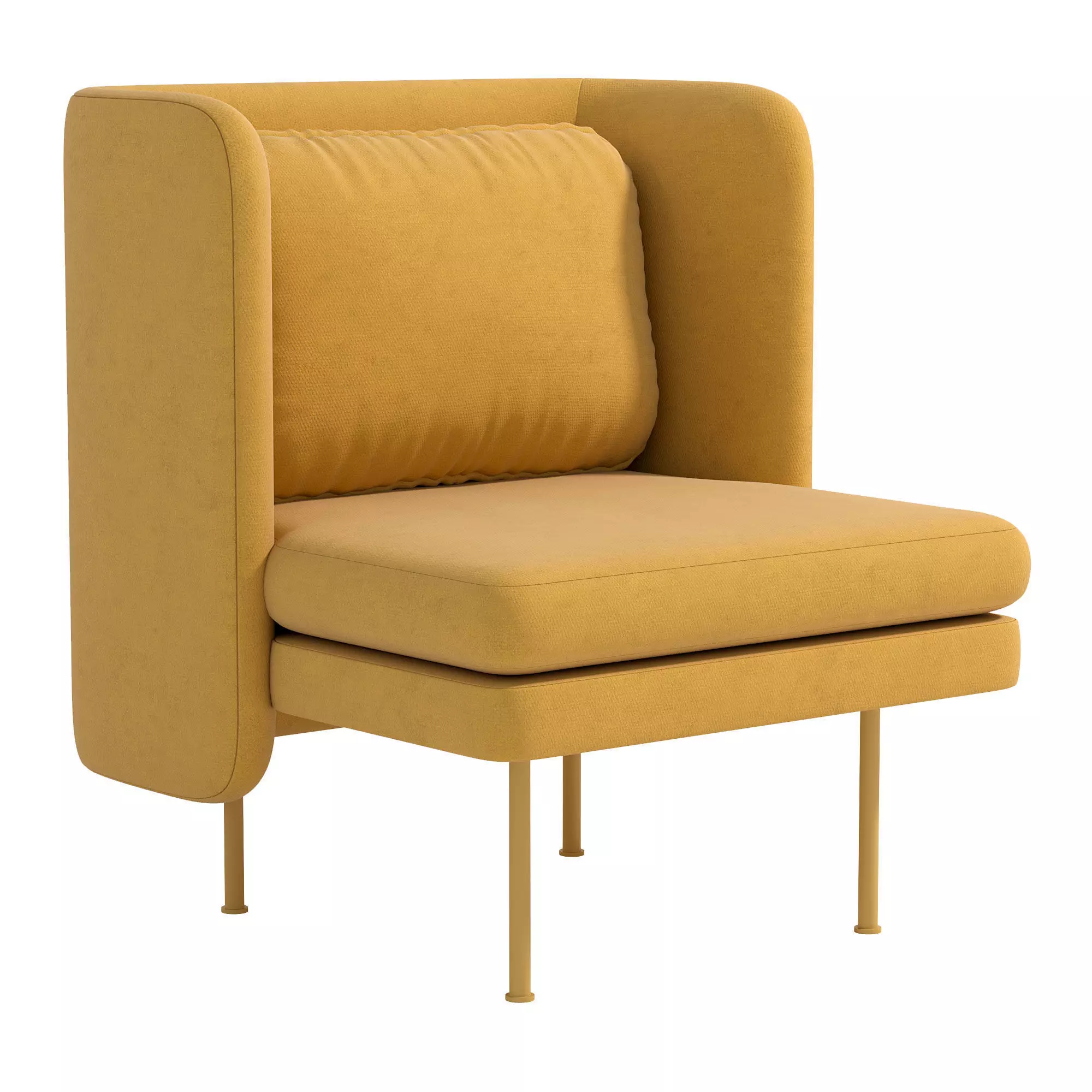 Bloke Velvet Lounge Chair 3D model_0