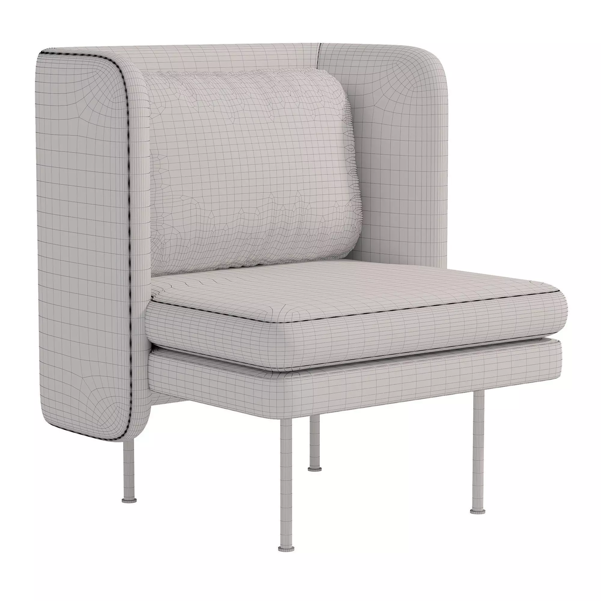 Bloke Velvet Lounge Chair 3D model_2