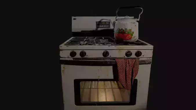 Realistic Electric Oven Low Poly 3D Model Game Ready PBR Low-poly 3D model 7