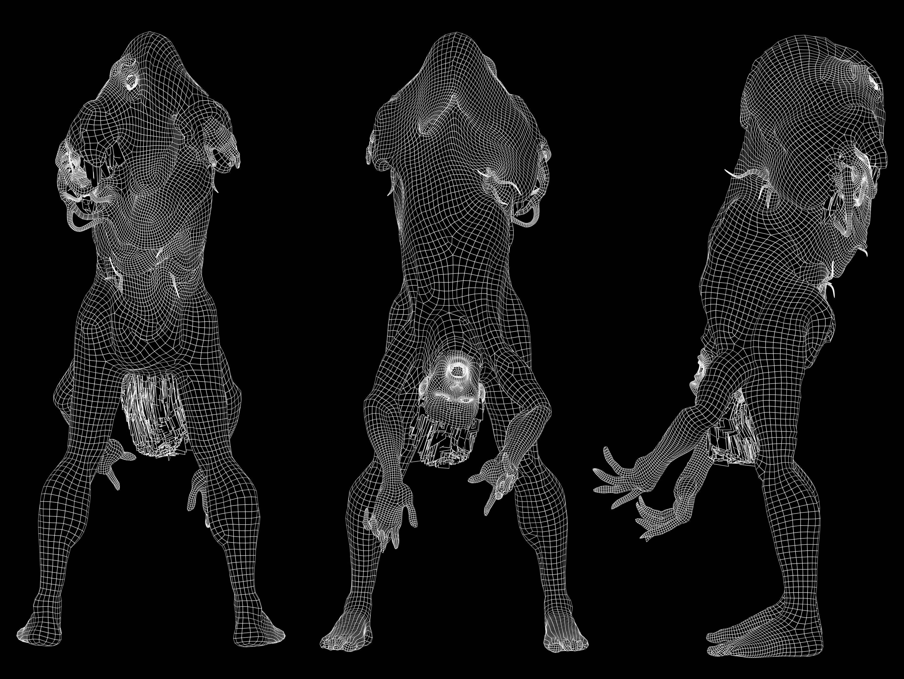 Mutated Horror Creature Low-poly 3D model_11