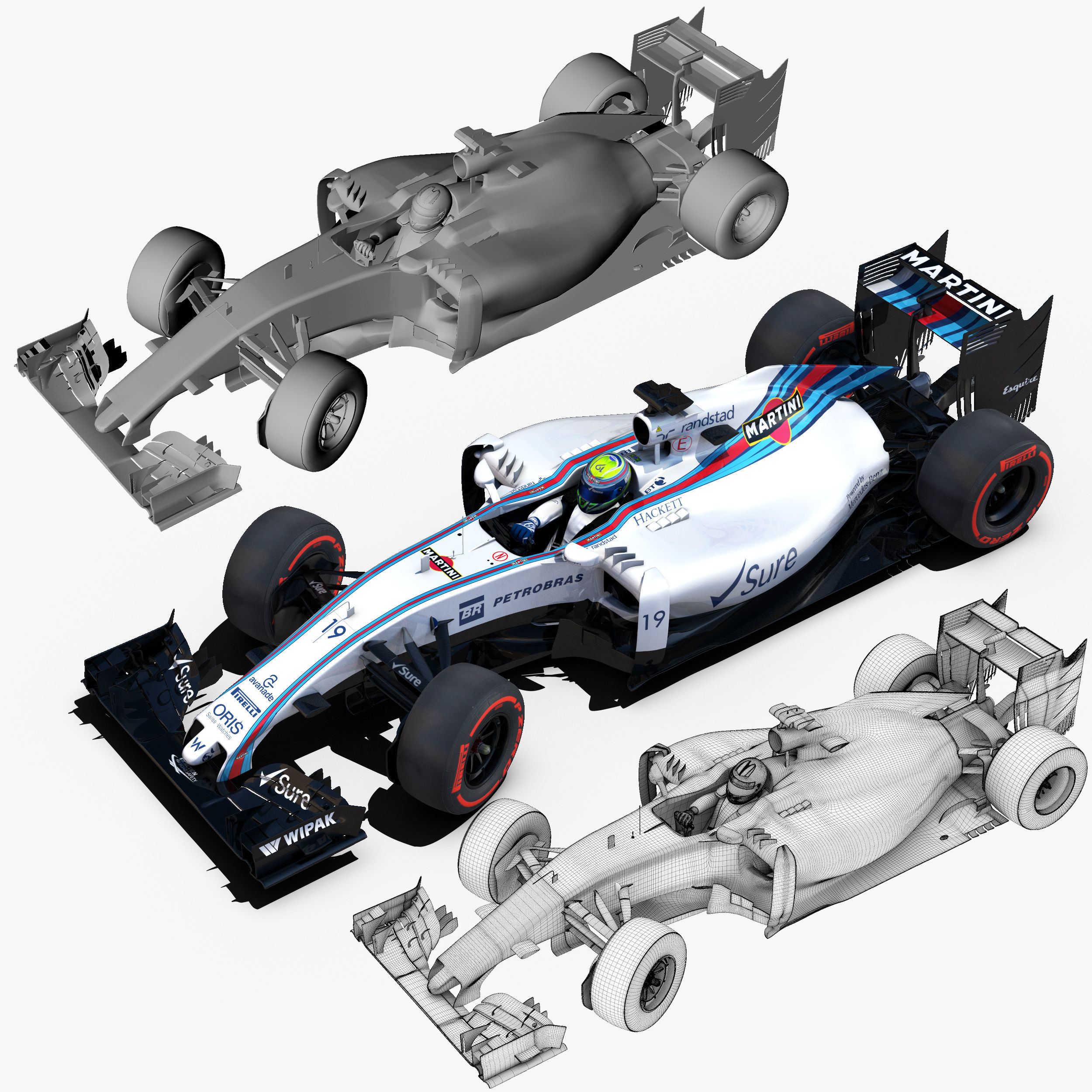 Williams FW38 Low-poly 3D model_4